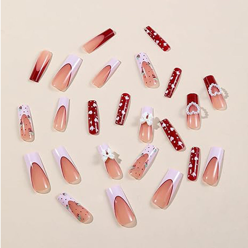 Strawberry & Bow Press-On Nails (24 Pcs)
