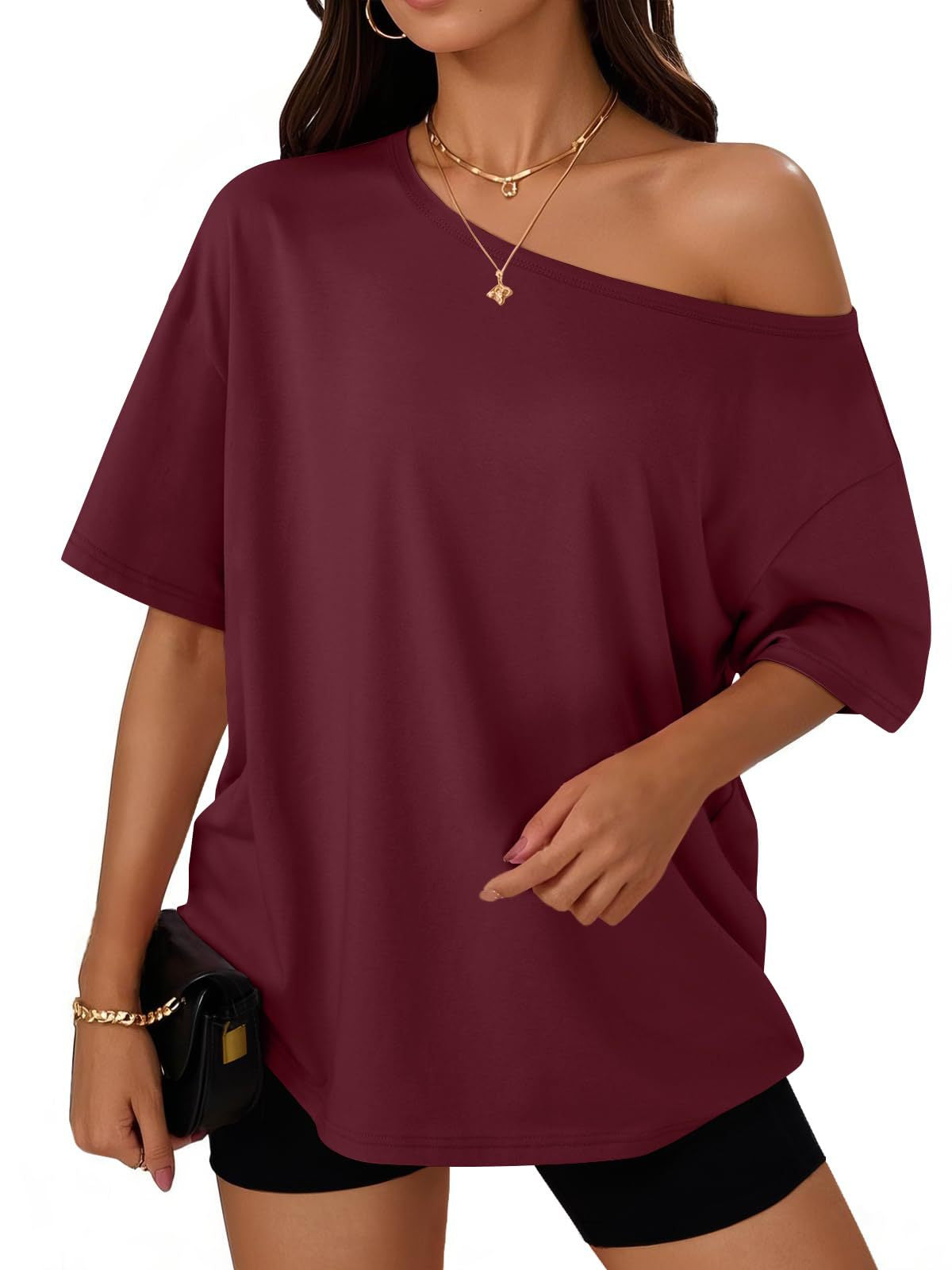 Modal Slant-Neck Top & Shorts Set