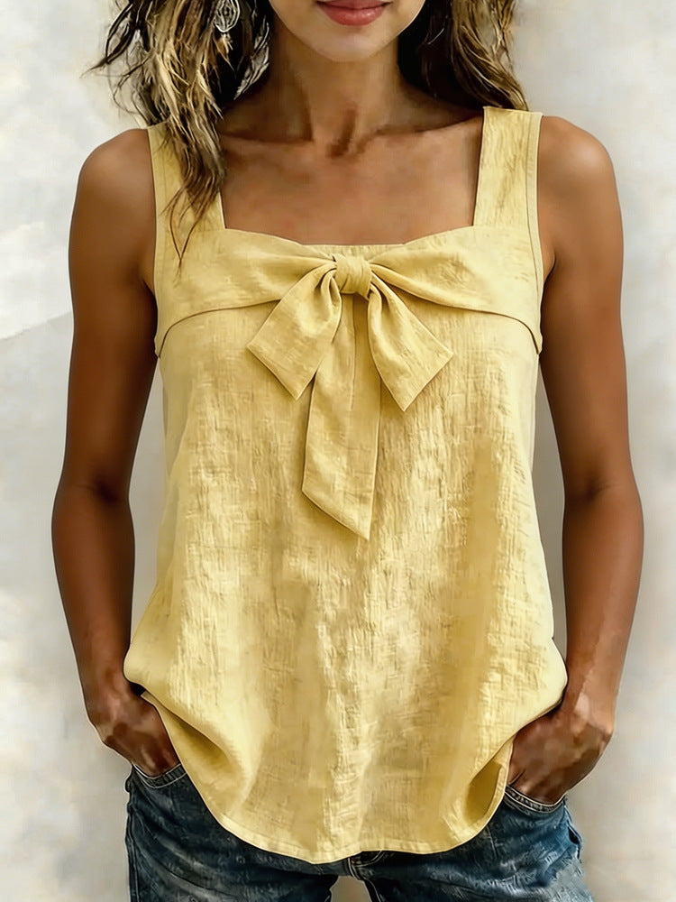 Women's Square-Neck Linen-Blend Tank