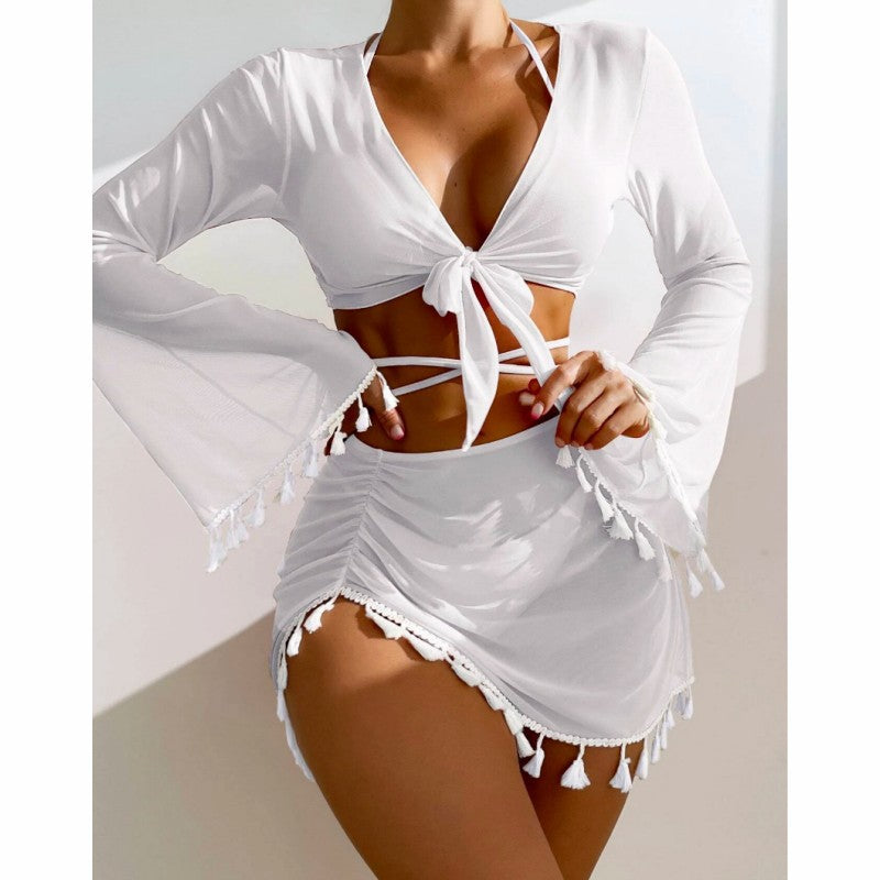 4-Piece Bikini Set with Skirt & Cover-Up