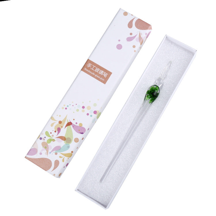 Crystal Flower Glass Dip Pen Set
