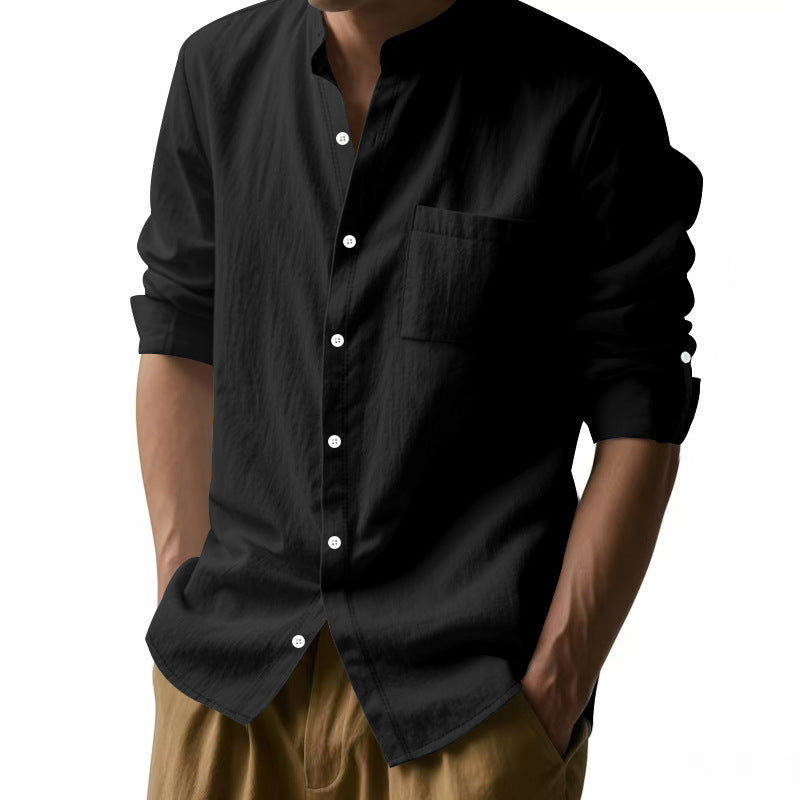 Men's Stand-Collar Shirt with Pockets