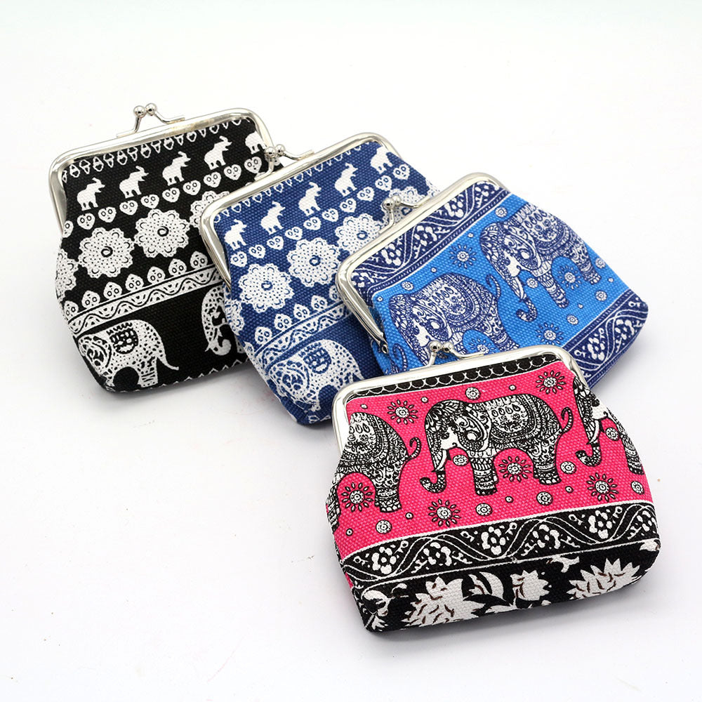 Elephant Canvas Coin Purse
