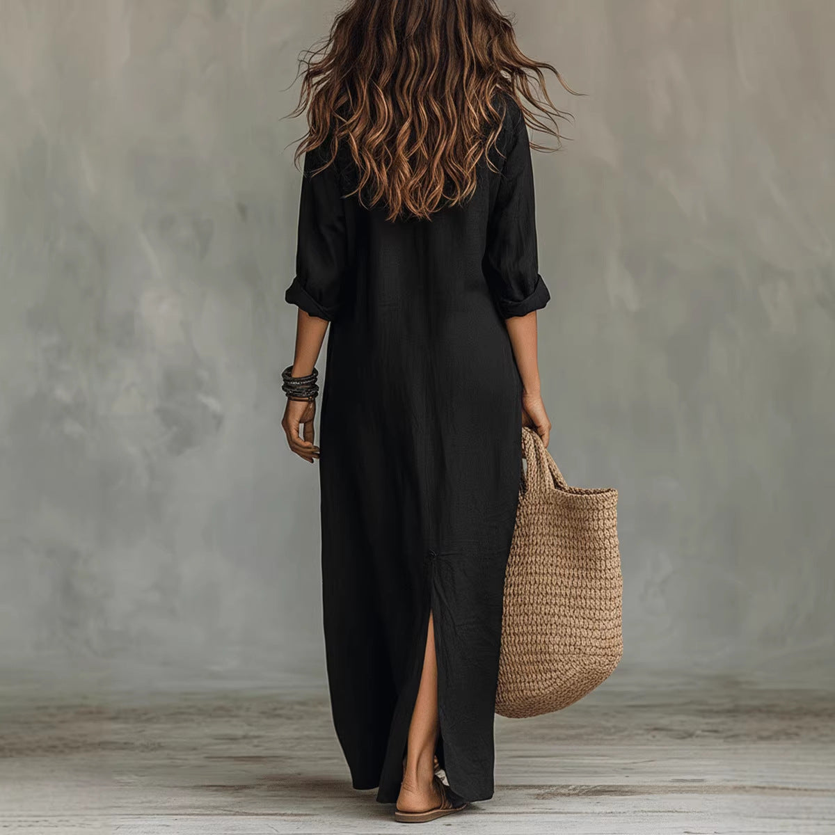Long-Sleeve Shirt Maxi Dress