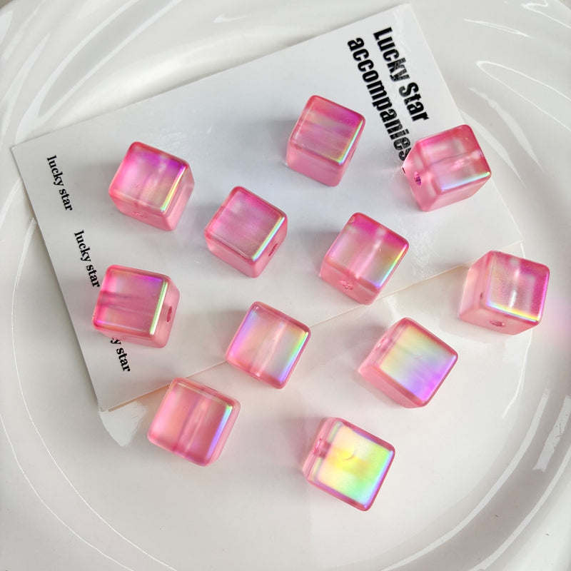Iridescent Acrylic Cube Beads