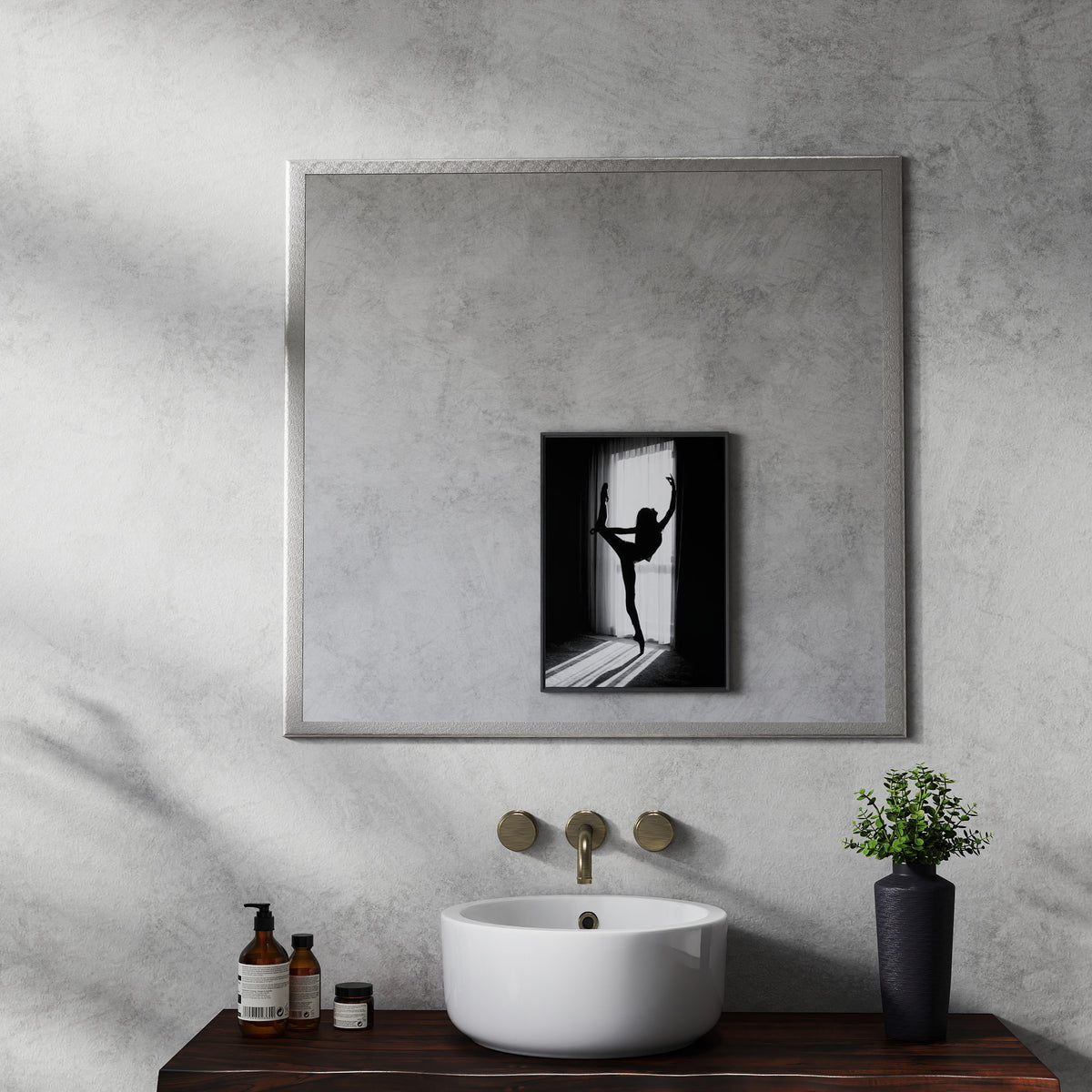 32-Inch Silver Frame Wall Mirror