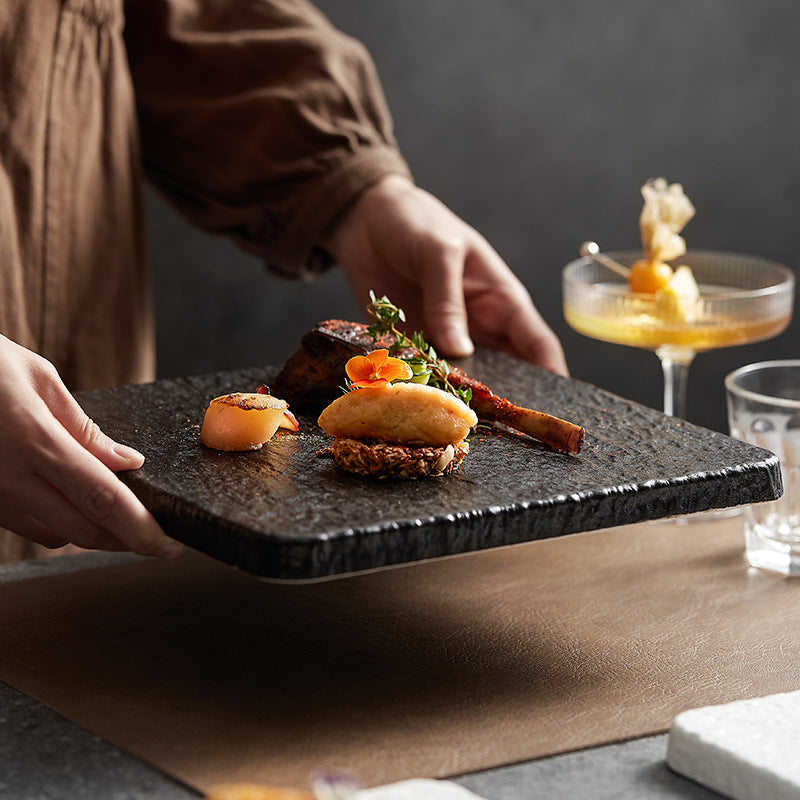 Mocha Rock Square Plate