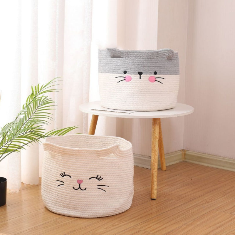 Hand-Woven Cotton Rope Basket