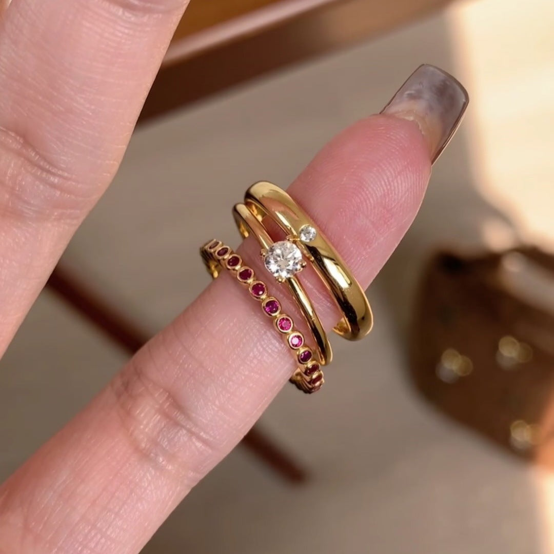 Red Crystal Dot Ring