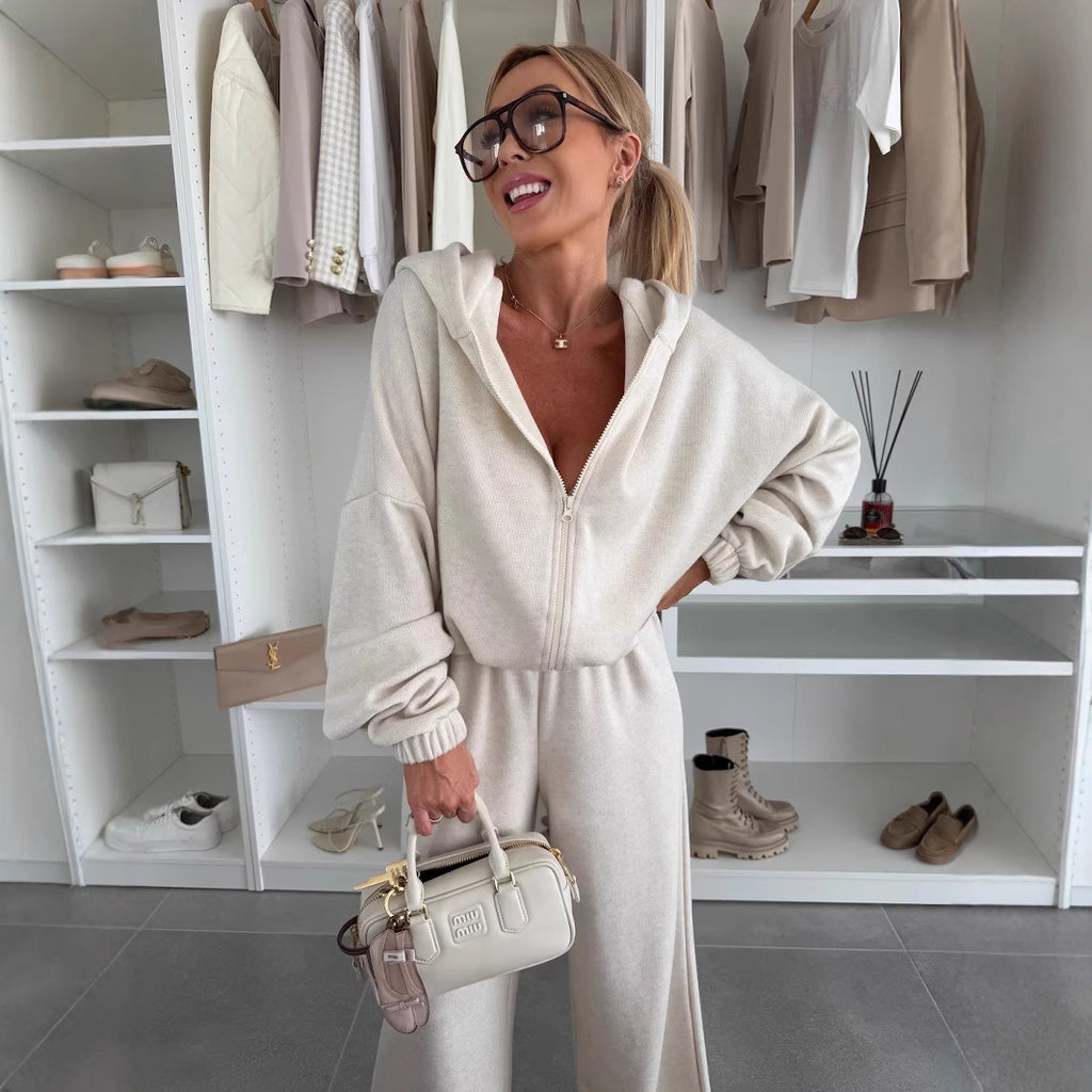 Women's Elastic Pants Two-Piece Set