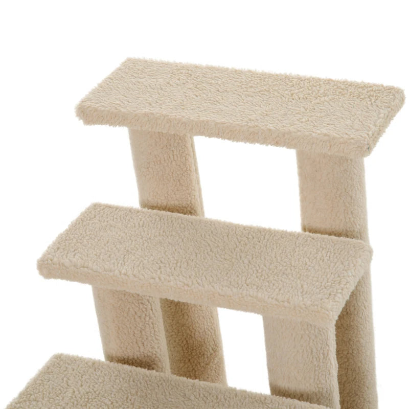 4-Step Carpeted Cat Stairs with Scratching Posts