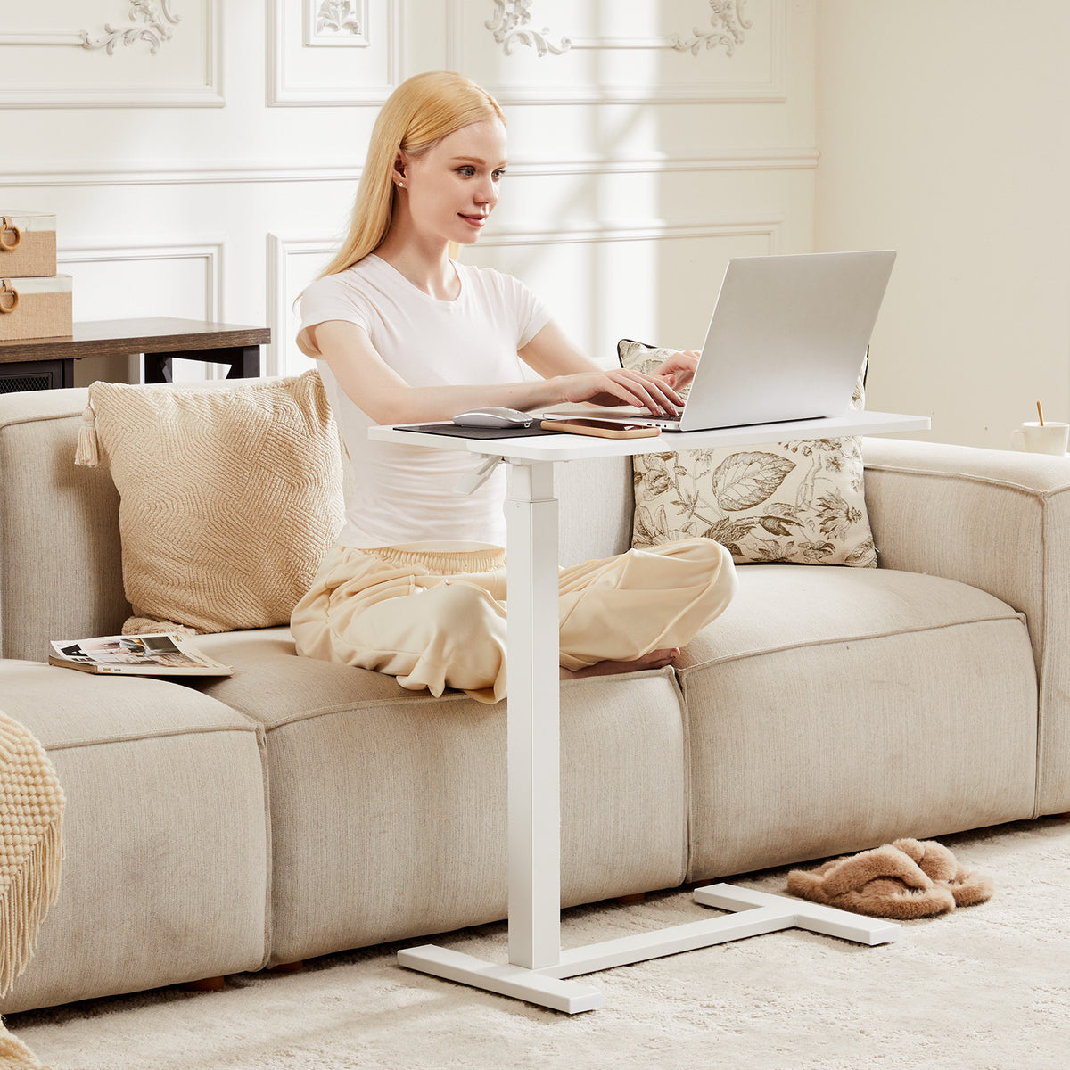 Rolling Height-Adjustable Laptop Table