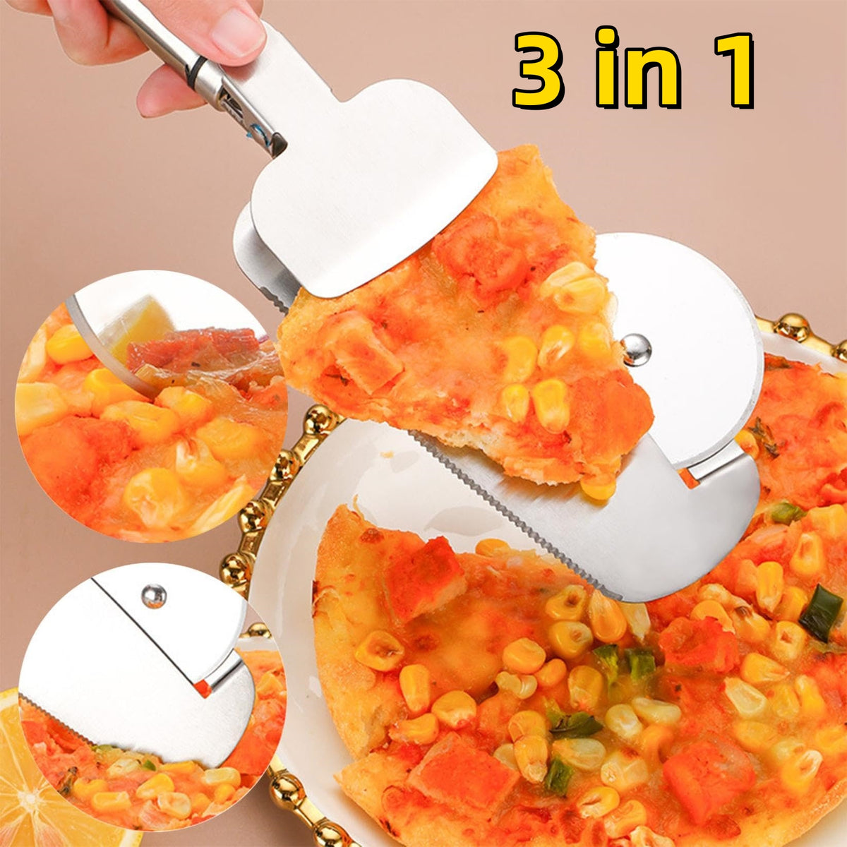3-in-1 Stainless Pizza Cutter