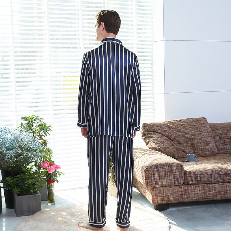 Men's Striped Satin Pajama Set