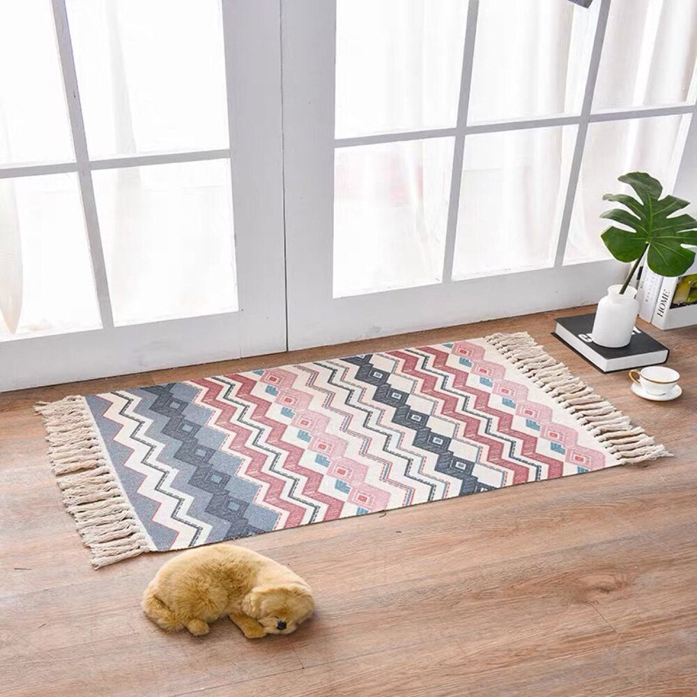 Woven Cotton & Linen Accent Rug