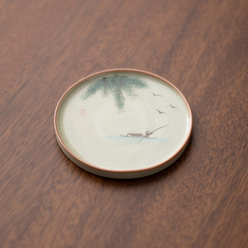 Hand-Painted Lotus Ceramic Coaster