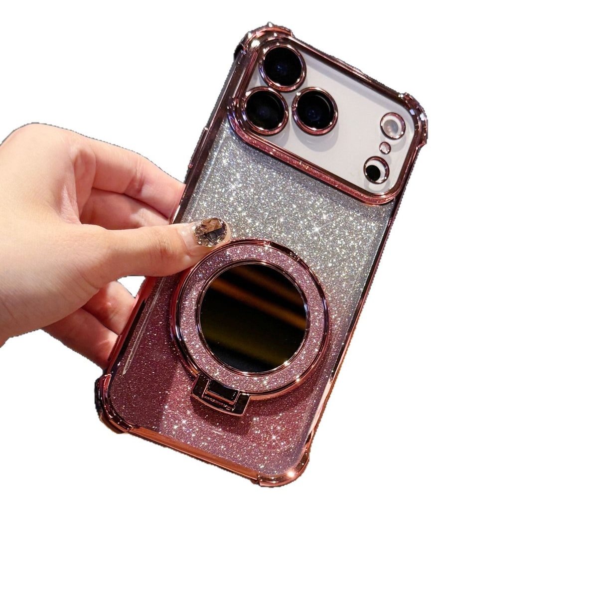 Glitter Mirror Magnetic Stand Case for iPhone 17