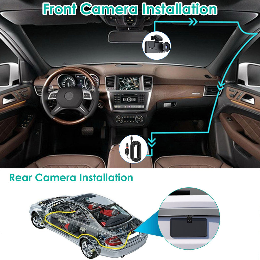 3-Channel Dash Cam with 32GB Card