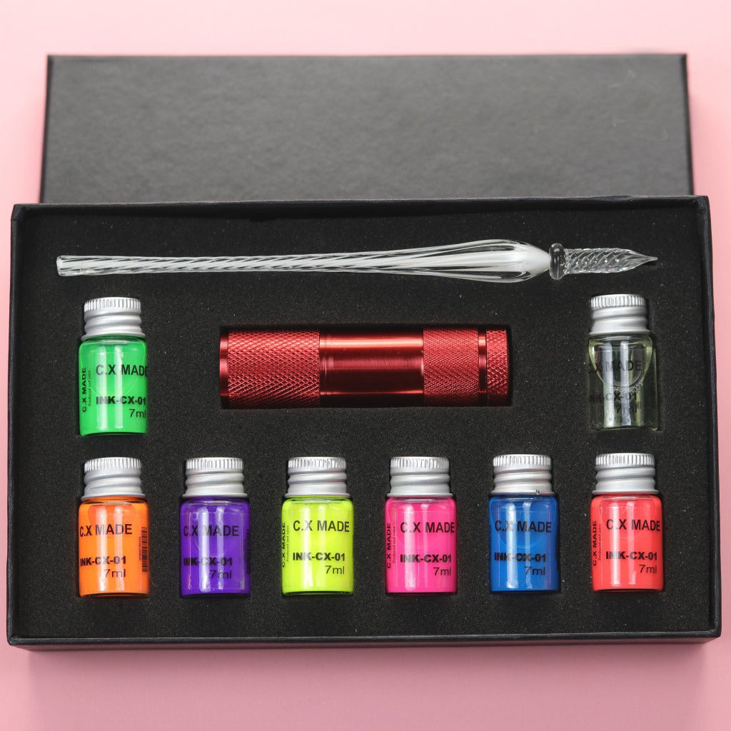 Glow-Under-UV Fountain Pen Ink Set