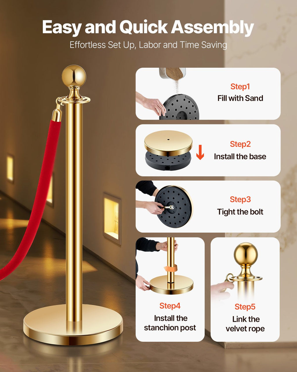 Gold Stanchions & Red Velvet Ropes
