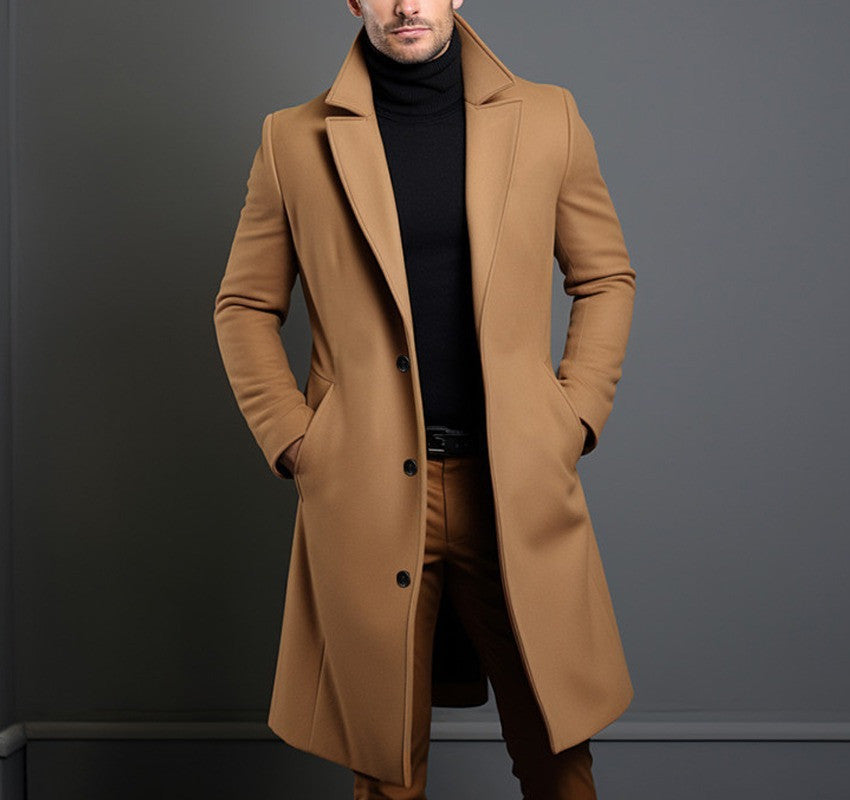 Men's Mid-Length Wool-Blend Overcoat