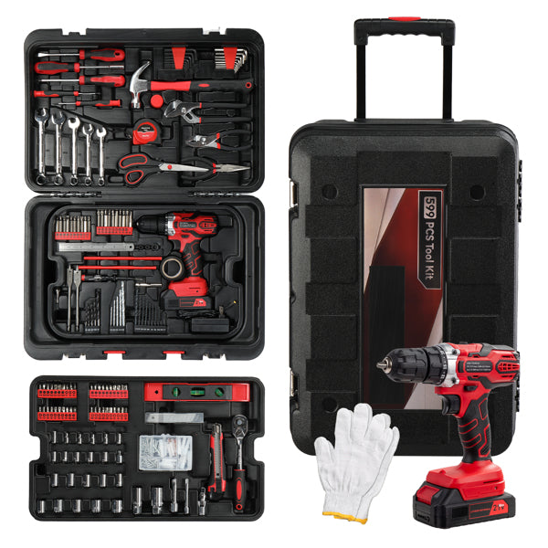 599-Piece Home Tool Set with 21V Cordless Drill