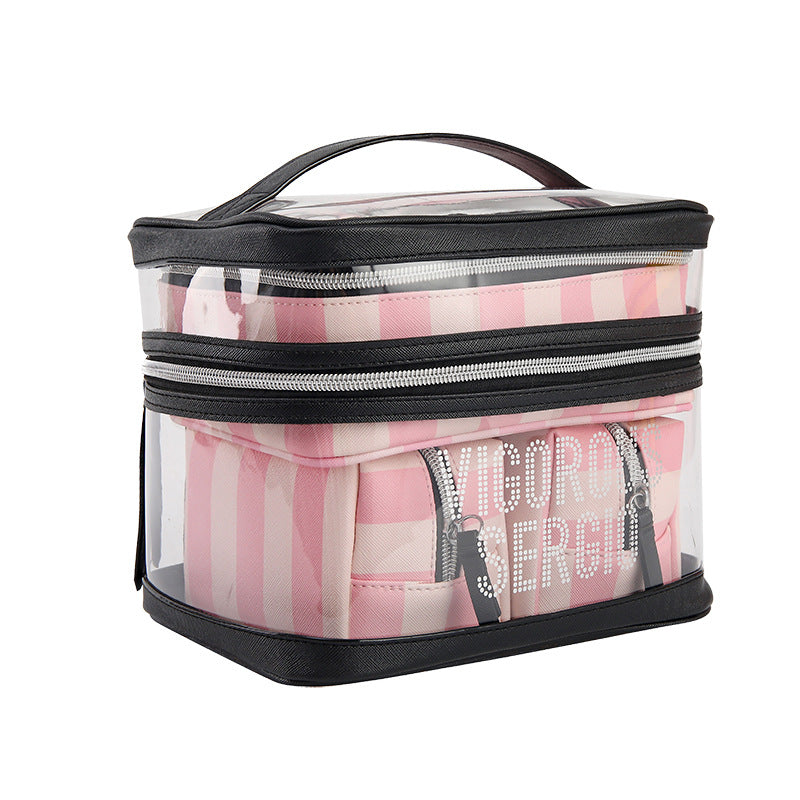 Striped Folding Makeup Bag