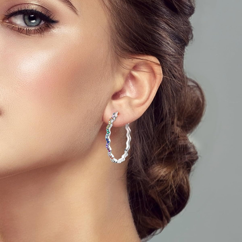 Colorful Rhinestone Wave Earrings