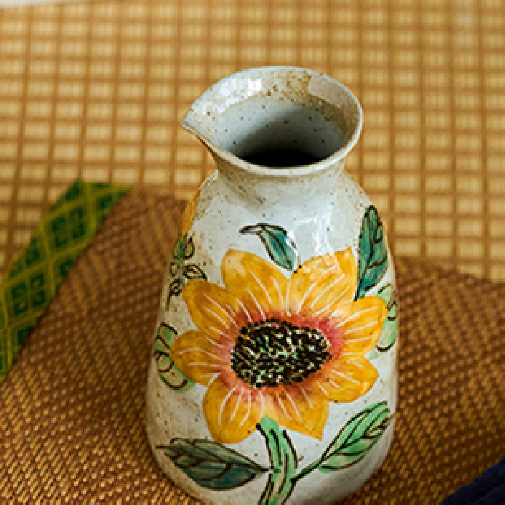 Hand-Drawn Sunflower Sake Set