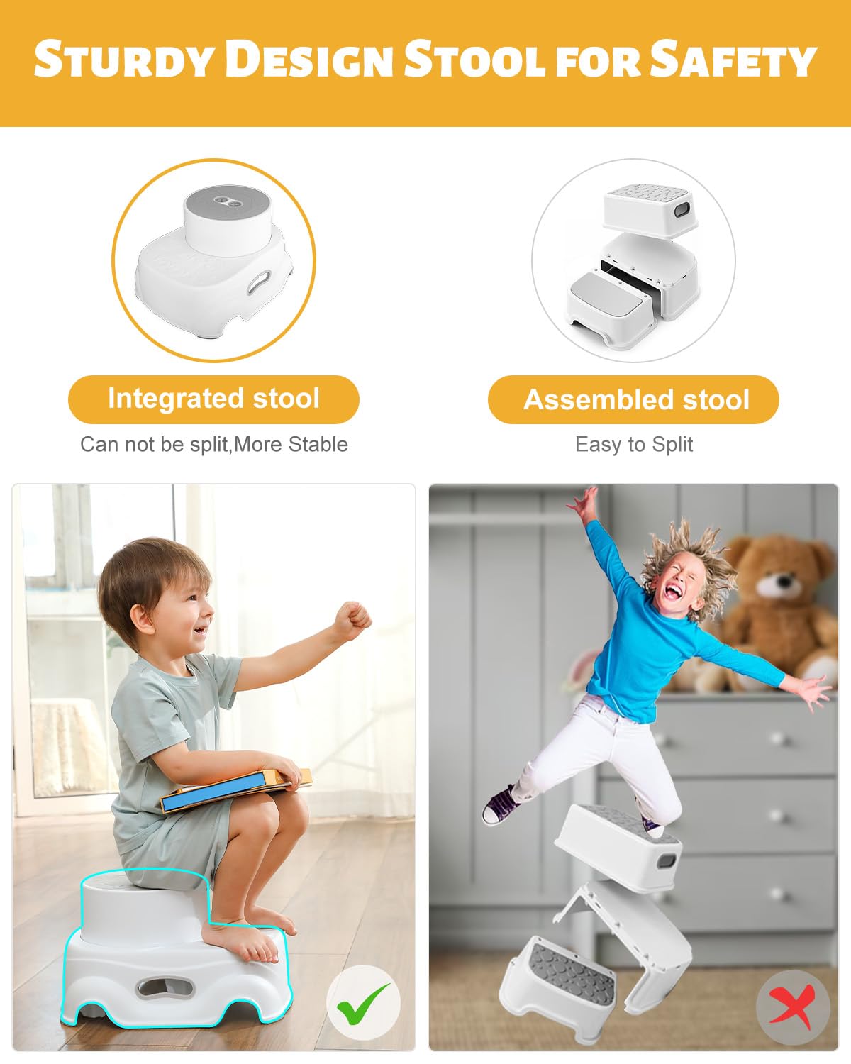 Padded 2-Step Folding Stool