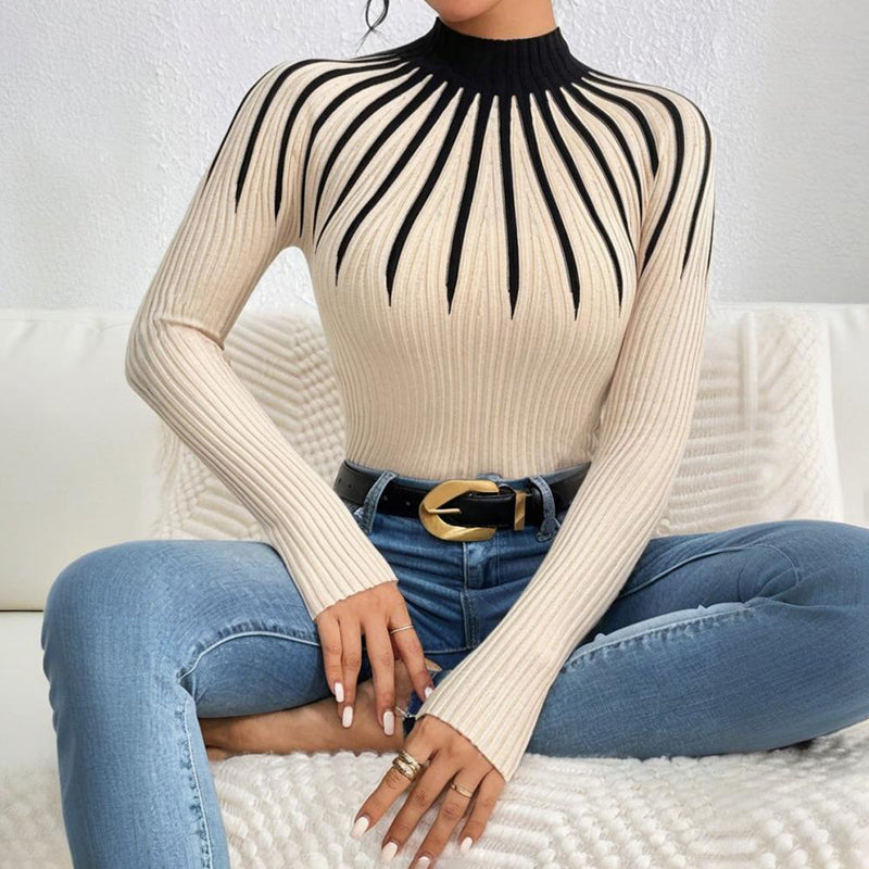 Ribbed Mock-Neck Sweater