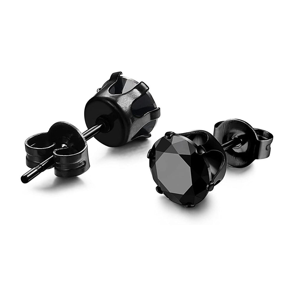 Black Square Zircon Stud Earrings