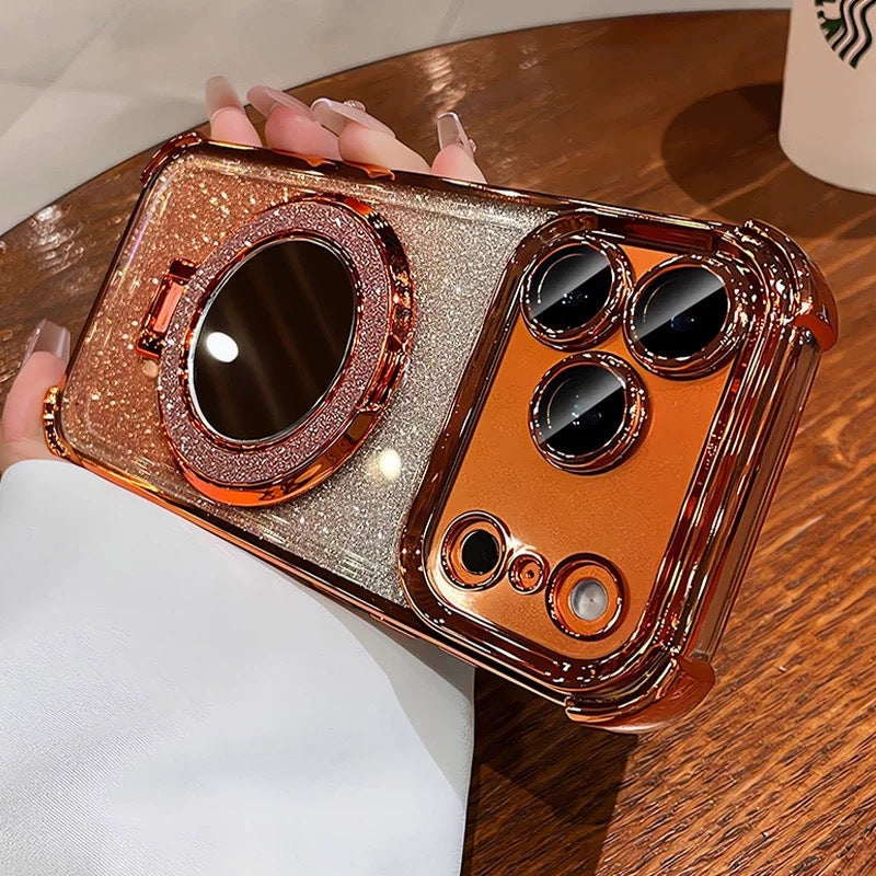 Glitter Mirror Magnetic Stand Case for iPhone 17