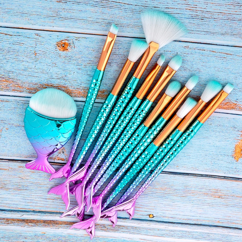 Mermaid Tail Makeup Brush Set