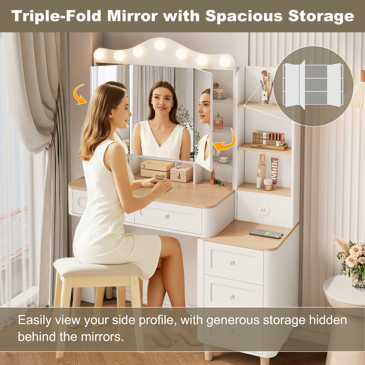 Makeup Vanity Desk with Lighted Mirror