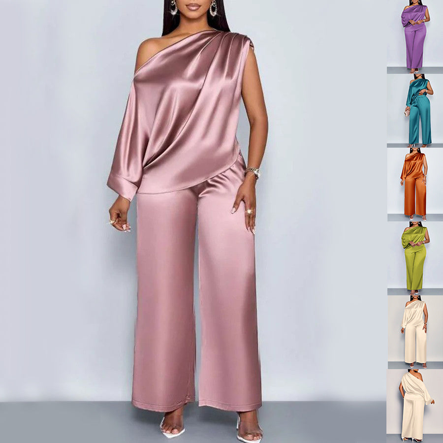 Women's Corduroy Off-Shoulder Top & Trousers Set