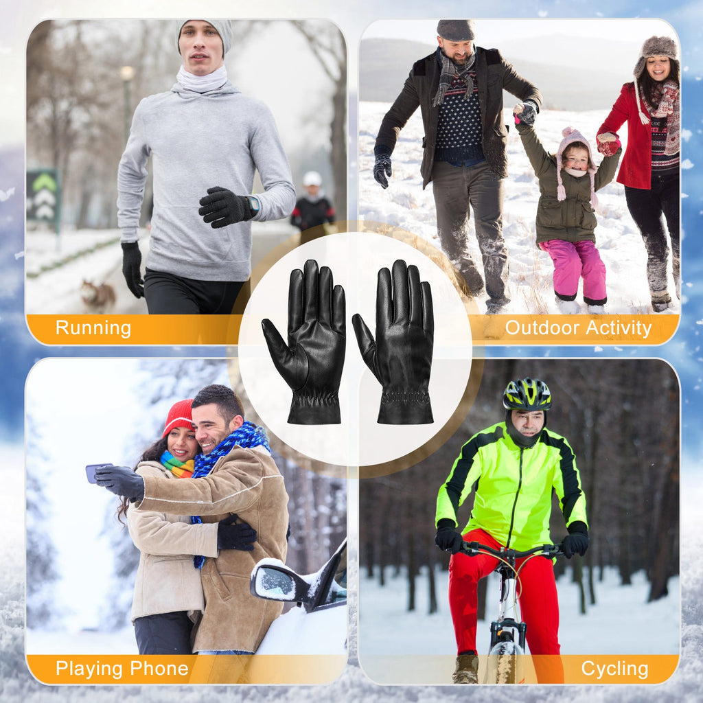 Faux Leather Winter Gloves