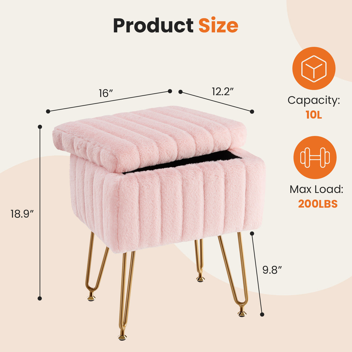 Vanity Stool with Storage