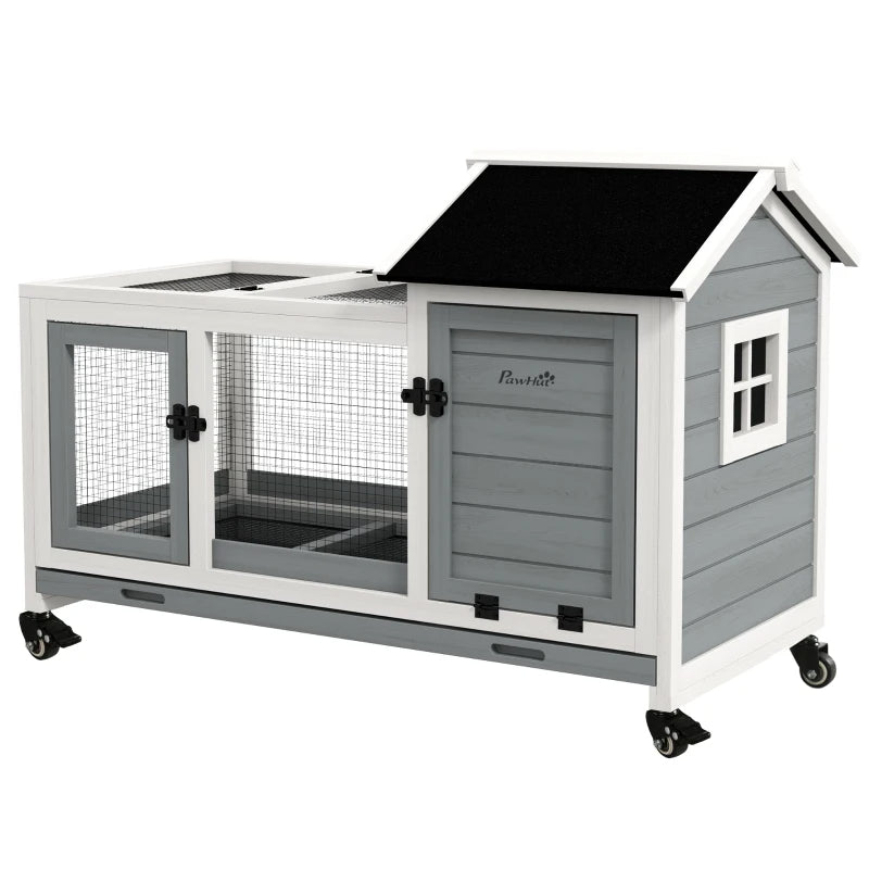 Wooden Rabbit Hutch with Wheels
