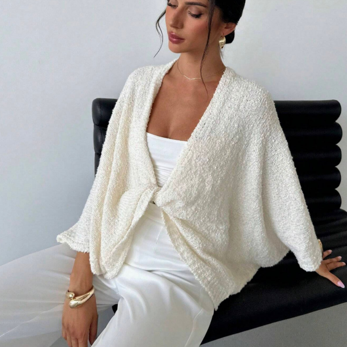 Cross-Front Deep V Sweater