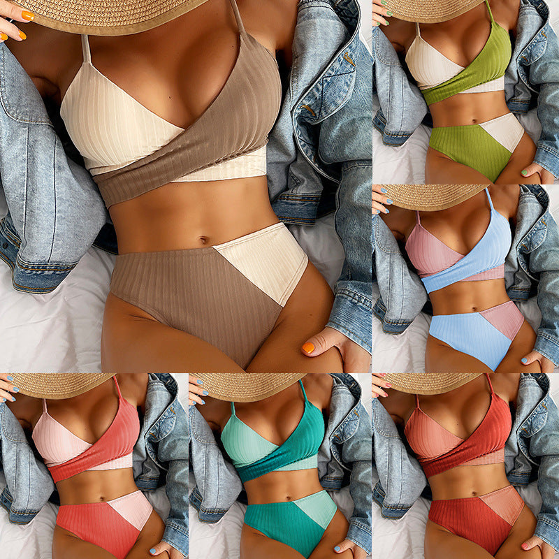 Ribbed High-Cut Bikini Set