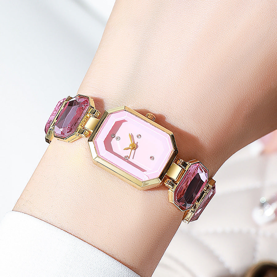 Gemstone-Color Bracelet Watch