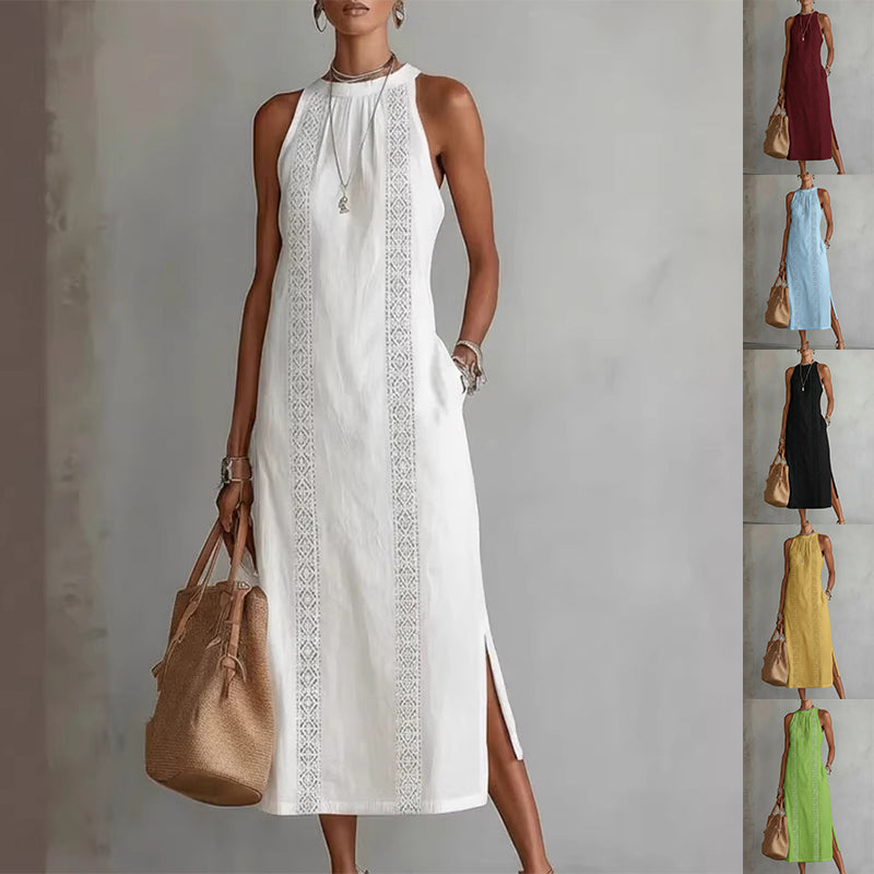 Women's Halter Lace Patchwork Dress