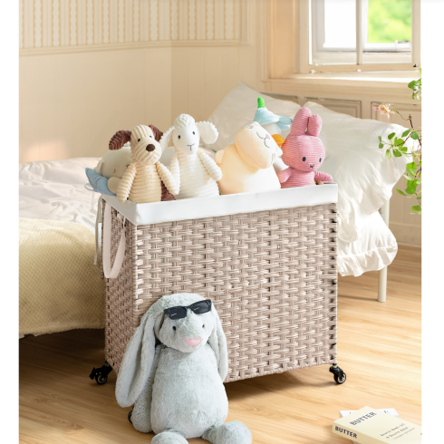 Rolling Laundry Hamper with Lid (160 L)
