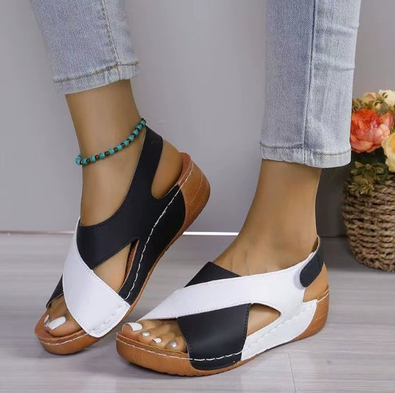Colorblock Wedge Sandals