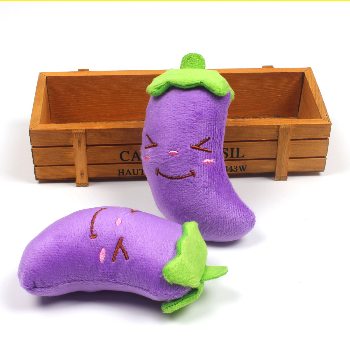 Squeaky Plush Eggplant Dog Toy