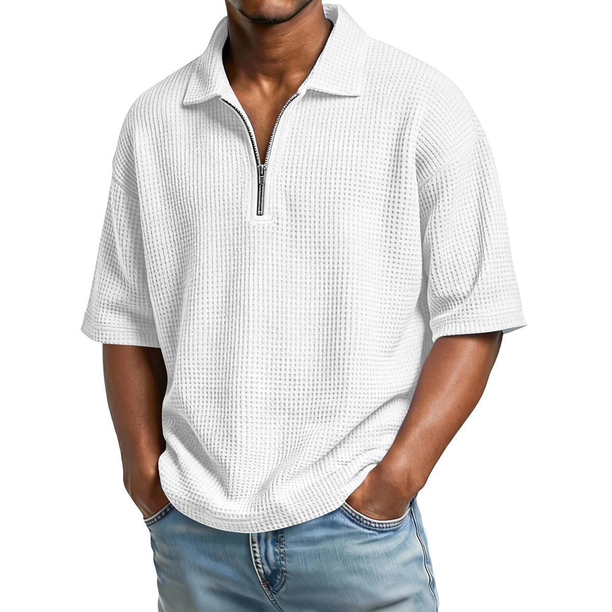 Men's Waffle-Knit Camp-Collar Shirt