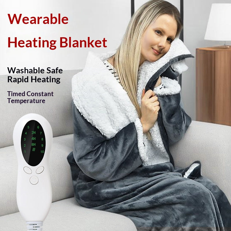 Wearable Heated Blanket with Hood