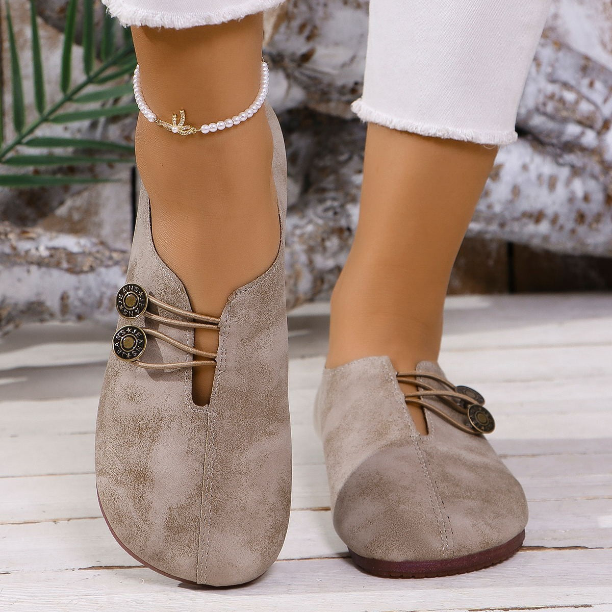 Square-Toe Slip-On Flat Sandals