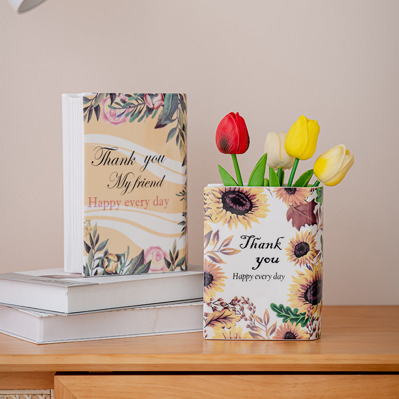 Open Book Ceramic Vase